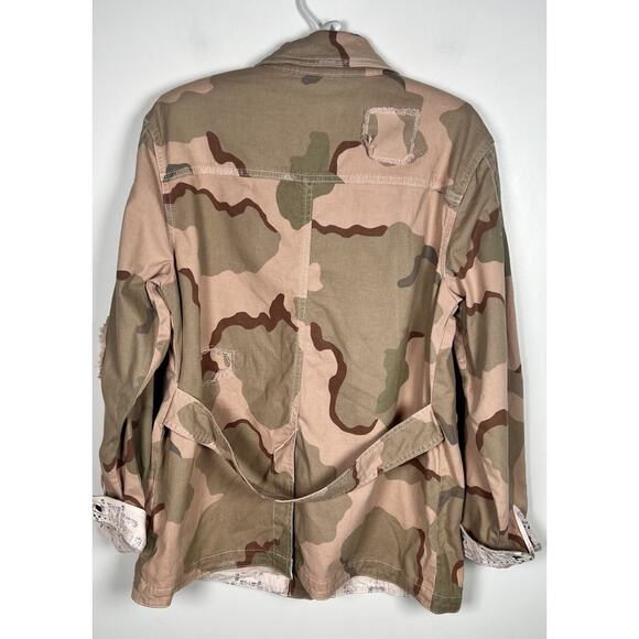 Anthropologie Lida Utility Pink Distressed Camo Canvas Jacket Size Small - Picture 5 of 13